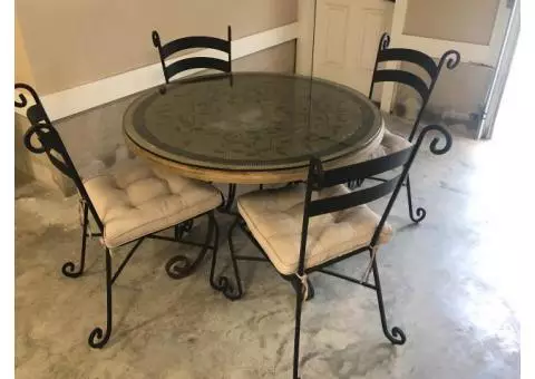 Pier One Iron table with 4 chairs